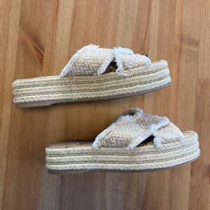 Sam Edelman Espadrille Sandals Size 9.5 Ashlyn Sand Weave Tan Platform Boho